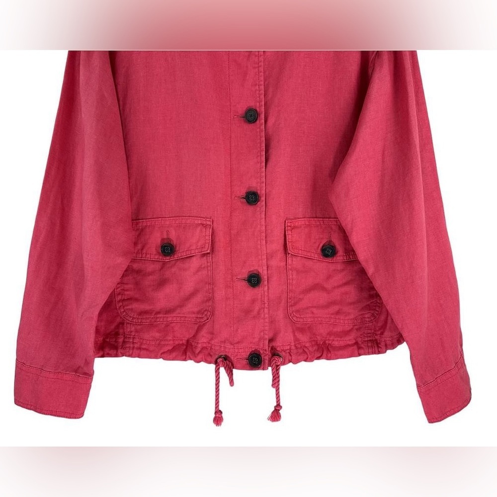 Talbots Women’s 100% Linen Pink Drawstring Button Jacket - Size Medium - Picture 5 of 7